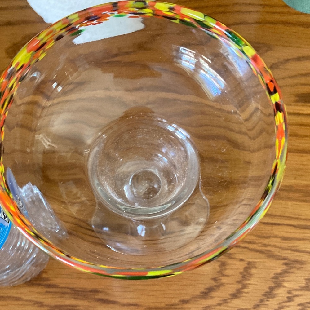 Multicolor Rim Clear Glass Margarita Coupe - Decorative Drinkware - Picture 2 of 3